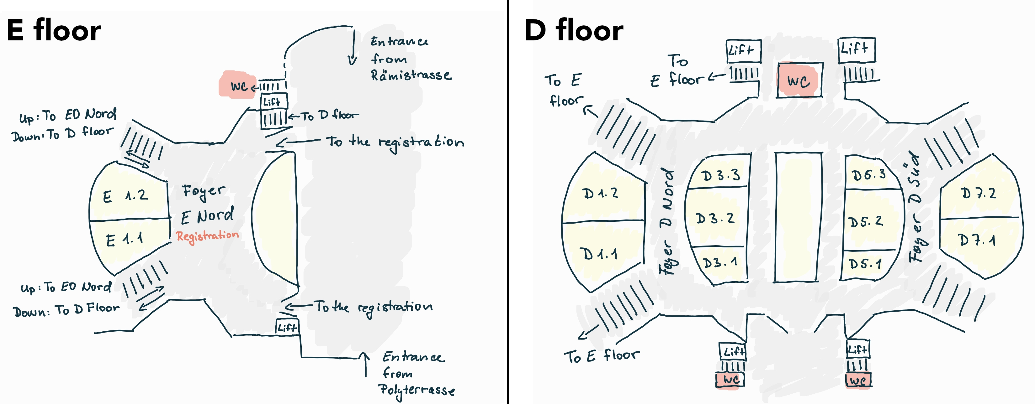 ETH Hauptgebäude (HG), floorplan for the affiliated events rooms