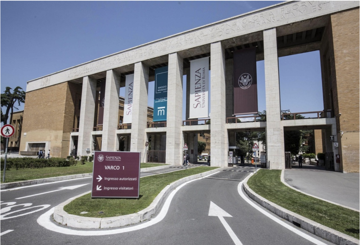 the entrance to Sapienza University of Rome, where the affiliated events will be held